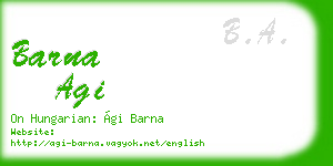 barna agi business card